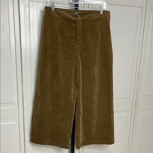 Good Luck Gem Women’s Corduroy Cropped Wide Leg Pants Sz L Lightweight Brown